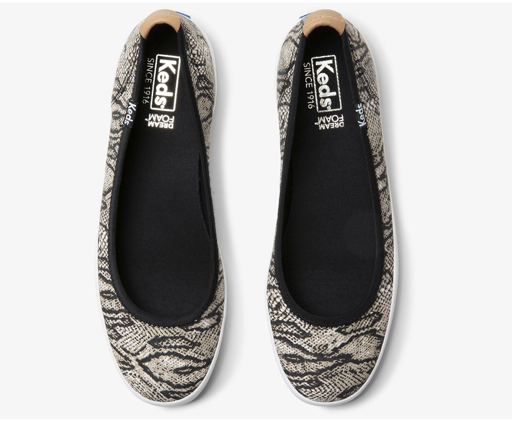 Keds Slip Ons Damen Weiß/Schwarz - Bryn Snake - NRX-782309